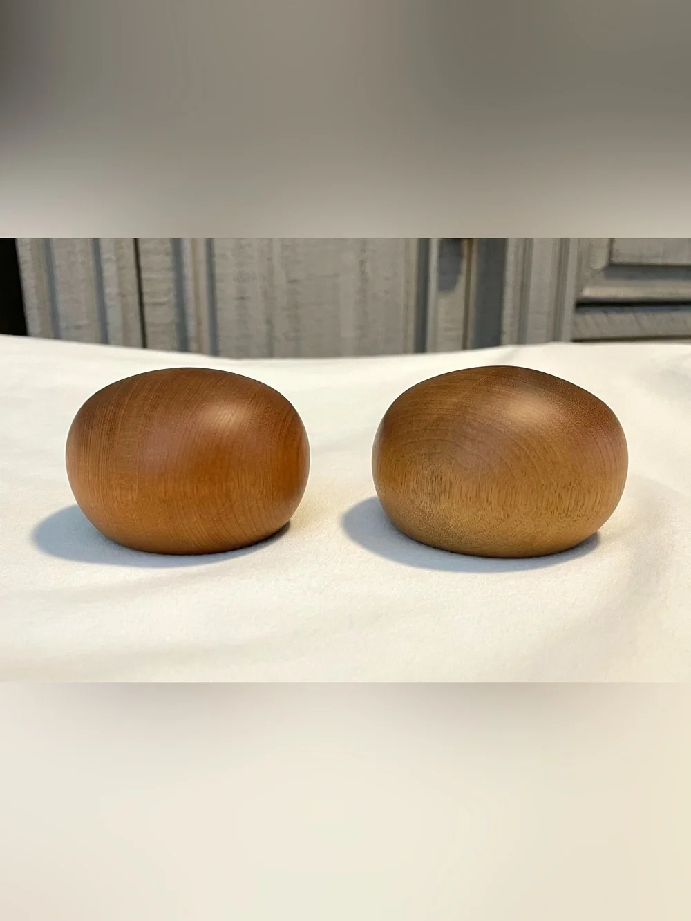 *MCM* Salt & Pepper Set - Ball Type Design - Myrtlewood-Vintage - 2.5